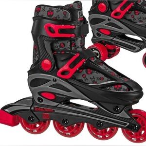 Roller Derby Boys Black Red Skull Quad Combo Blades Size 3-6 Adjustable